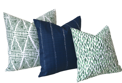 Outdoor Pillows with Insert Navy Leaves Patio Accent Throw Pillows