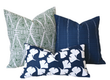 Santa Cruz Collection: Blue Outdoor Pillow cover / ANY SIZE Outdoor Cushion / 20x20 Outdoor Pillow Cover / Outdoor Cushion Cover - Annabel Bleu