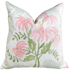 Elise: Floral Bouquet Pillow Cover in Coral and Chartreuse