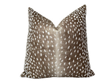 Dark Brown Fawn: Ombré Animal Print Pillow Cover / Brown Antelope Cabin Pillow Cover - Annabel Bleu