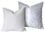 Antelope Pillow Cover / Grey, Beige, Navy, or Blush Fawn pillow / 20x20 accent pillow / 20x20 Gray throw pillow / Grey Spotted pillow / Sofa pillow case - Annabel Bleu