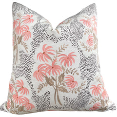 Elise: Floral Bouquet Pillow Cover in Brown, Sage, and Coral