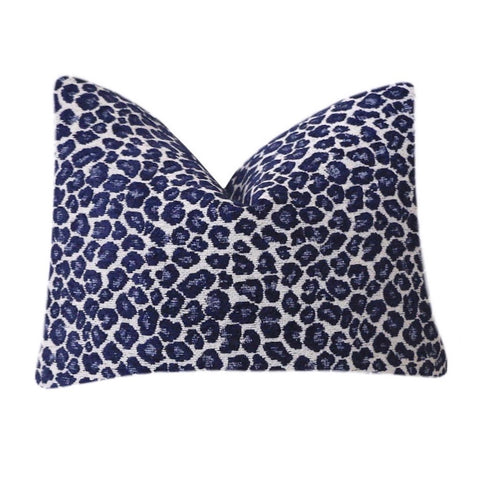 Navy Leopard Pillow Cover / Indigo Chenille Leopard: Available in 10 Sizes - Annabel Bleu