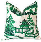 Nanjing pillow cover / Green and White Pillow cover / Schumacher Nanjing Pillow Cover / Chinoiserie Pillow Cover - Annabel Bleu