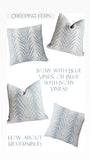 Schumacher Blue Creeping Fern: Reversible 20x20” Pillow Cover - Annabel Bleu