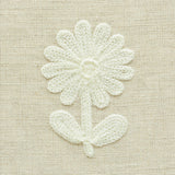 Paley: Cream and White Embroidered Schumacher fabric by the yard - Annabel Bleu