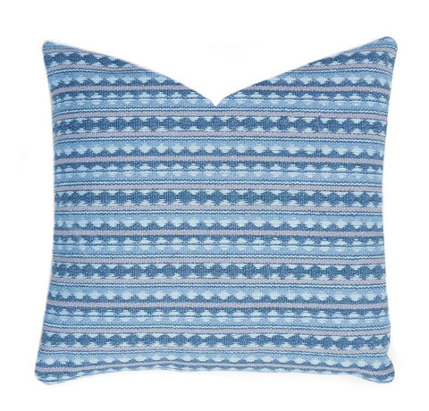 Tarnby Stripe Pillow: Blue and Pink Pillow Cover / Schumacher Pillow Case / Schumacher Sky Blue Pillow Cover - Annabel Bleu