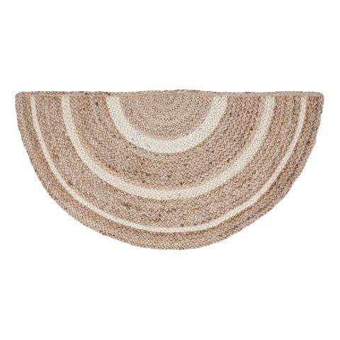 Round Natural and Cream Bordered Jute Woven Rug with Pad - Annabel Bleu