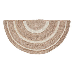 Round Natural and Cream Bordered Jute Woven Rug with Pad