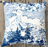 Schumacher Indigo Modern Toile Pillow Cover - Annabel Bleu