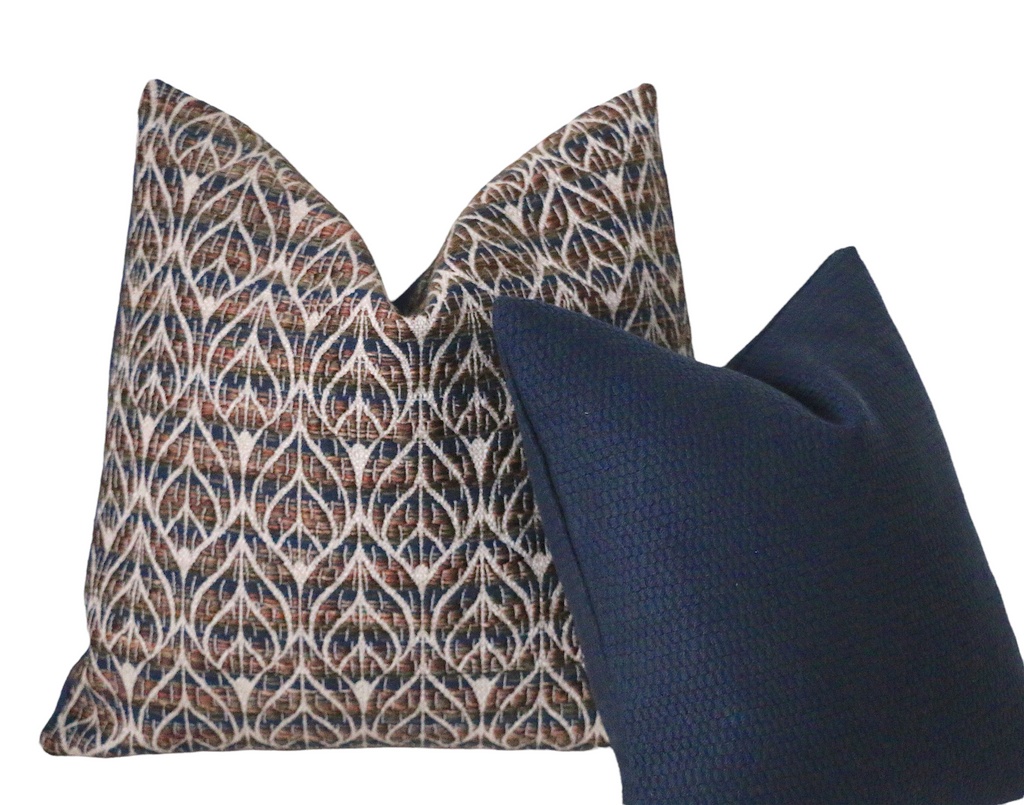 Blue and shop brown decorative pillows