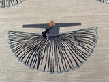 Paper Dolls: Embroidered Japanese Dresses on a Beige Linen Ground / Drapery Fabric by the Yard - Annabel Bleu