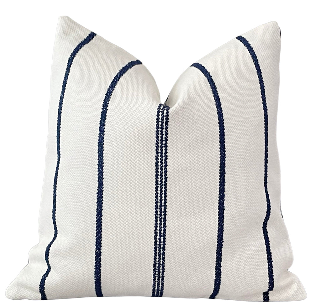 Modern Coastal Pillow Covers Coastal Throw Pillows Little Fishes Spiral  Shell Midnight Blue on White Coastal Style, Nautical Pillow Covers 