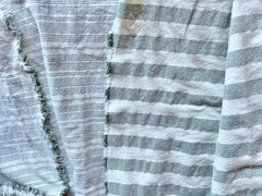 Moss Green & Cream Fabric by the yard / Home Decor Fabric / Ticking Upholstery Material / Green 1" Stripe Fabric / Light Upholstery Fabric