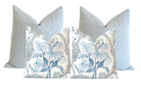 Elise: Floral Bouquet Pillow Cover in Shades of Light Blue - Annabel Bleu