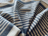 Vintage French Striped Linen Fabric by the Yard / Heavy Upholstery Weight fabric - Annabel Bleu