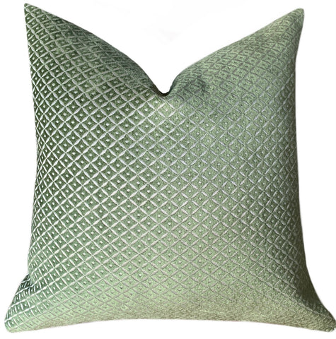 Dark Sage Green Diamond Velvet Pillow Cover - Annabel Bleu