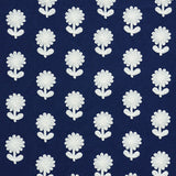 Paley: Blue and White Embroidered Schumacher fabric by the yard - Annabel Bleu
