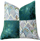 Schumacher Jade Lotus Embroidered Pillow Cover - Annabel Bleu