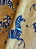 Gold Zebra Cut Velvet Upholstery Fabric by the yard / Gold Velvet Home Fabric / High End Upholstery Velvet - Annabel Bleu