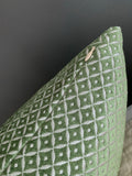 Dark Sage Green Diamond Velvet Pillow Cover - Annabel Bleu