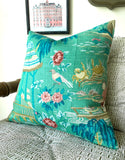 Jade Green Schumacher Yangtze River Pillow Cover 16x16 - Annabel Bleu