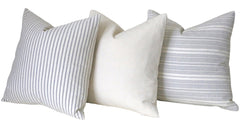 Coordinated Pillow Covers / Farmhouse Euro Sham Pillow 24x24 / Ticking Stripe 20x20 / Solid Grey 16x24 / Light Grey 18x18 / 26x26 Gray Pillow Cover