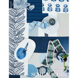 Schumacher Navy Rosenborg Hand Print Linen Fabric by the Yard - Annabel Bleu