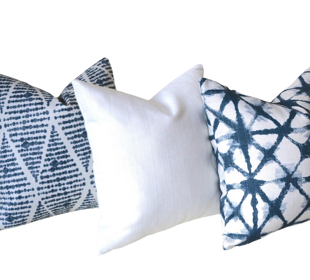 Outdoor Pillows with Insert Blue Geometric Patio Accent Throw