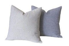 Navy Pinstripe Pillow Cover / Farmhouse Pillows / Soft Textured Vintage Washed Cotton / Cotton Ticking Pillow Case / Striped Cushion