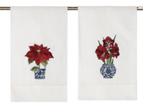 Embroidered Chinoiserie Holiday Guest Towel - Annabel Bleu