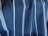 Harbor: Chenille Woven Outdoor Striped Upholstery Fabric by the Yard / Nautical Navy Fabric - Annabel Bleu