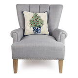Preorder: Chinoiserie Christmas Tree Wool Hooked Pillow - Annabel Bleu