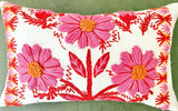 Abigayl: Schumacher Marguerite Hand Embroidered Wool & Linen Pillow Cover - Annabel Bleu
