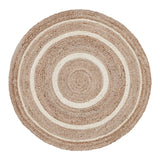 Round Natural and Cream Bordered Jute Woven Rug with Pad - Annabel Bleu