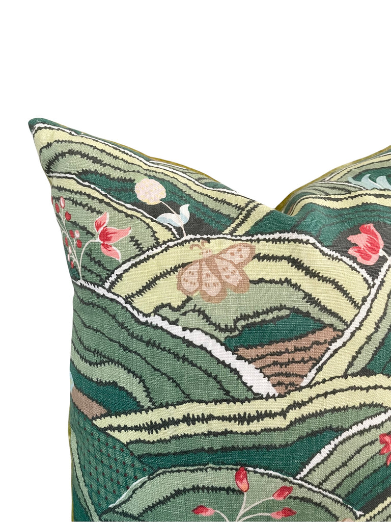 Green Rolling Hills Of Central Throw Pillow by Mitch Diamond 