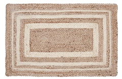Natural and Cream Bordered Jute Woven Rug with Pad