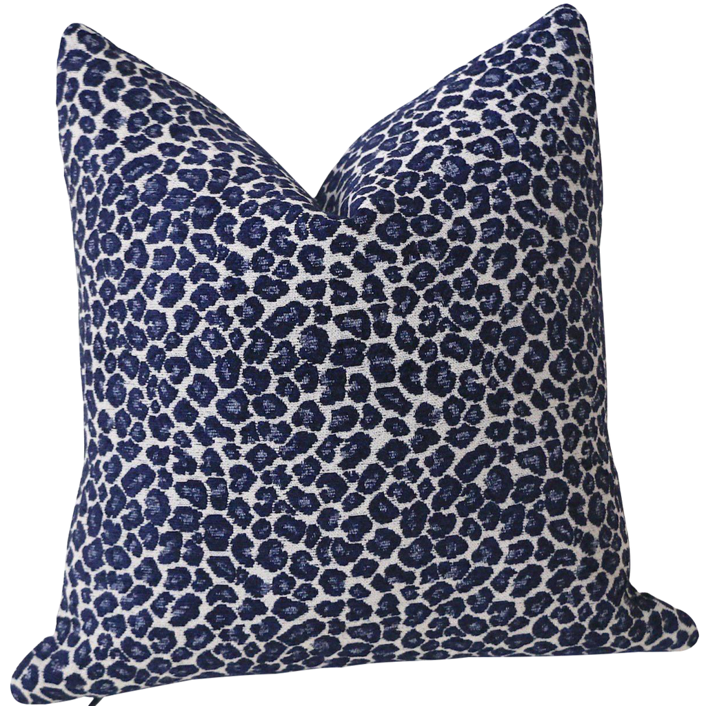 Indigo Chenille Leopard Pillow Cover Available in 10 Sizes