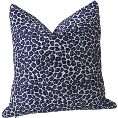 Indigo Chenille Leopard Pillow Cover : Available in 10 Sizes